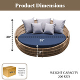Outdoor Round Beige Rope Daybed Sofa