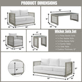 Outdoor Wicker Woven 6 Pieces Sectional Patio Furniture Set