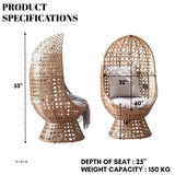Outdoor Beige Rattan Wicker Cocoon Chair