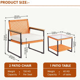 Outdoor Double-Tone Rattan Wicker 3-Piece Patio