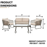 4 Piece Outdoor All-Weather Rope Sofa Set