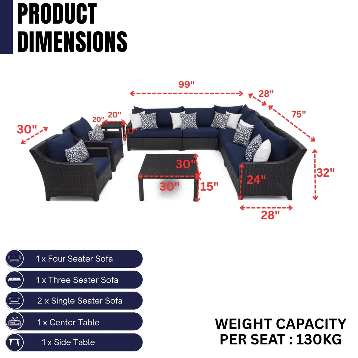 All Weather Outdoor Wicker Garden L-Shape Sectional Conversation Set