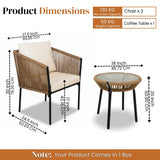 Outdoor Rope Patio Set with Glass Top Table