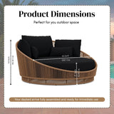 Modern Curved Patio Outdoor Rope Daybed (Beige & Black)