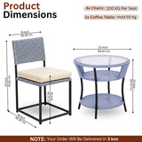5-Piece Outdoor Wicker Patio Furniture Set (Silver Grey & Cream)