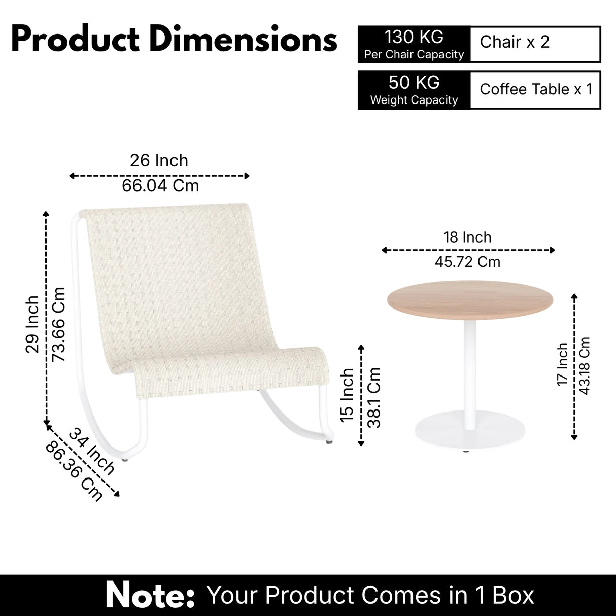 Outdoor Rope Patio Conversation Set with 2 Lounge Chairs & Round Center Table