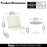 Outdoor Rope Patio Conversation Set with 2 Lounge Chairs & Round Center Table