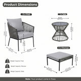 Outdoor 5 Piece Rope Patio Sofa Set (Grey)
