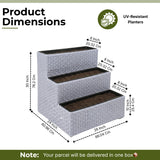 Outdoor 3-Tier Wicker Raised Planter Stand (Silver Grey)