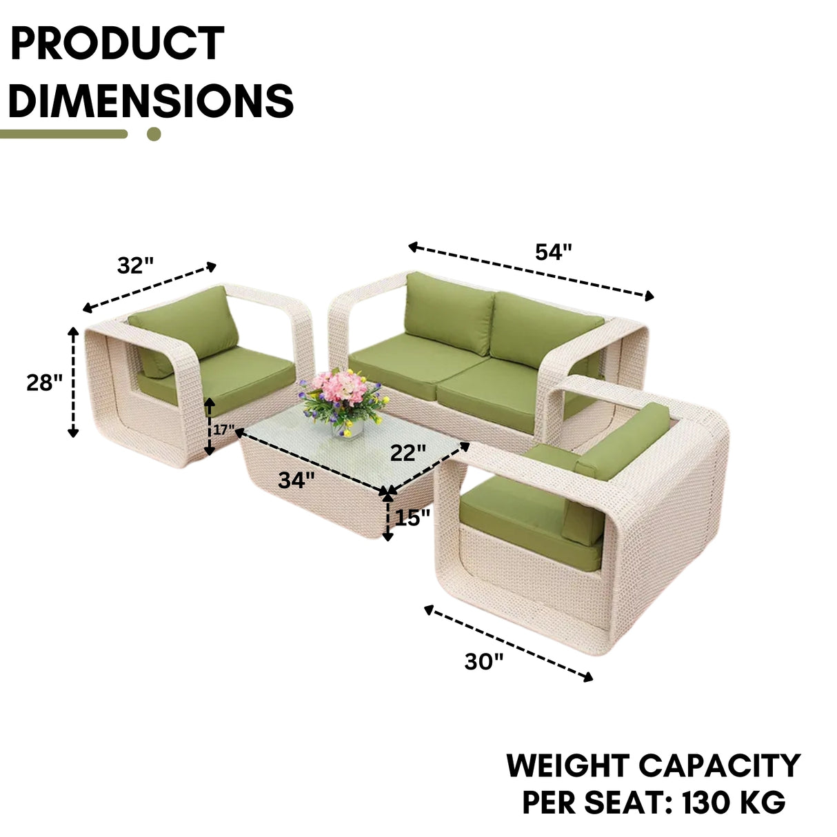 4-Piece Outdoor Rattan Wicker Patio Sofa Set