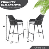 2-Piece Outdoor Rope Bar Chairs – Stylish Comfort Built to Last