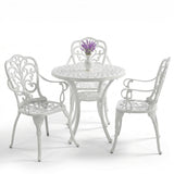 3-Seater Outdoor Cast Aluminum Bistro Set with Round Table (White)