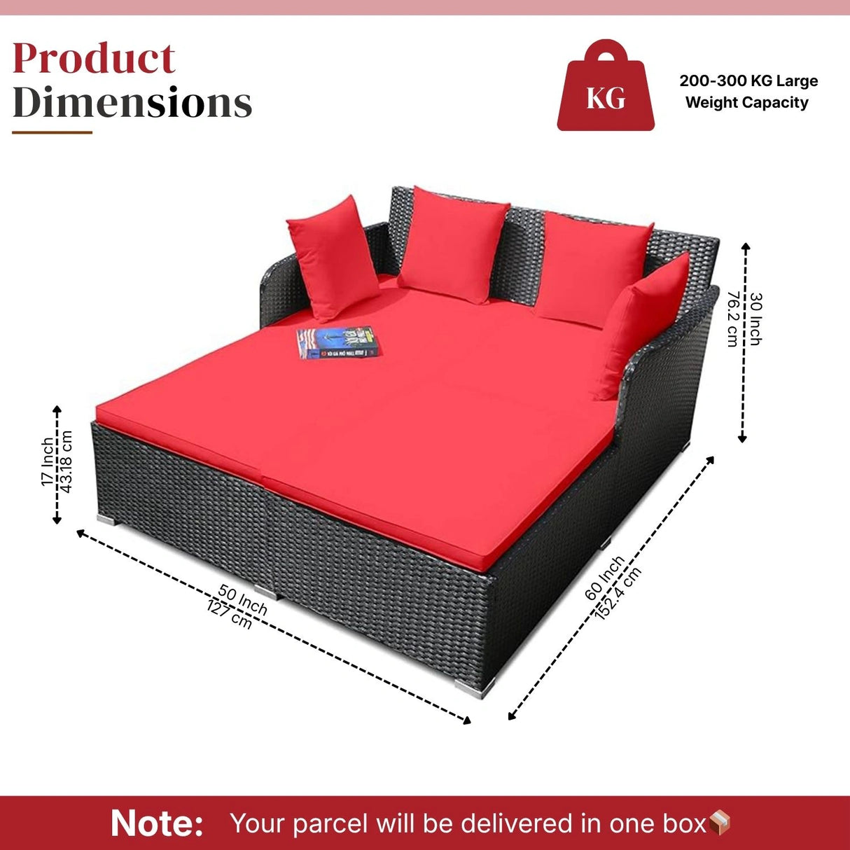 Outdoor Patio Double Seater Daybed For Garden, Poolside