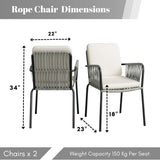 2-Piece Outdoor Rope Patio Dining Chairs