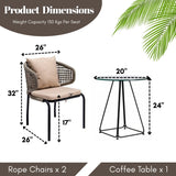3-Piece Outdoor Rope Conversation Set (Beige & Cream)