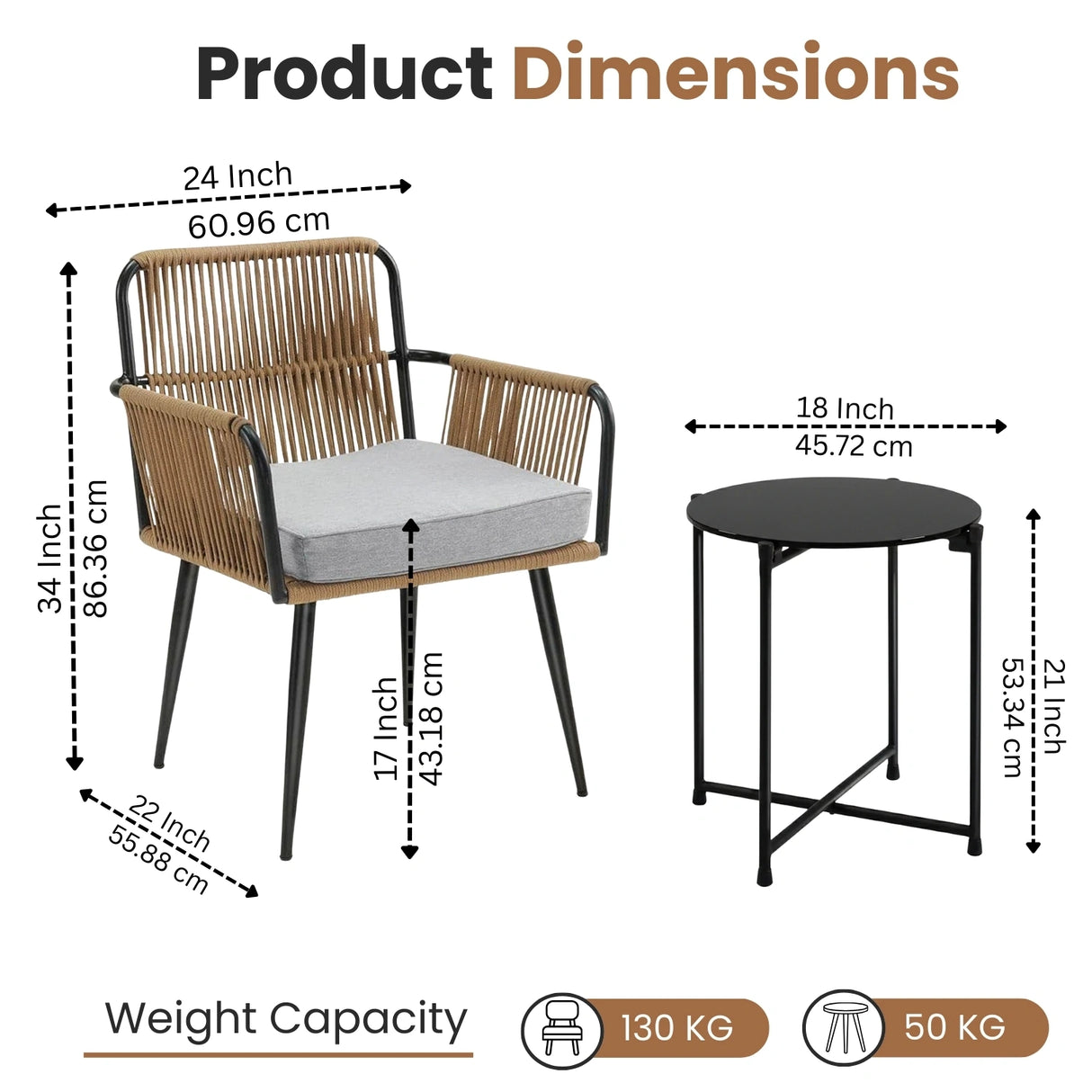 3-Piece Rope Patio Set - Perfect for Outdoor Entertaining