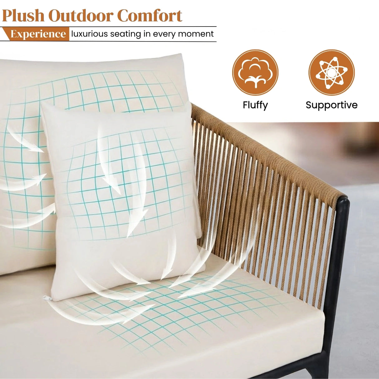 Outdoor 4 Seater Rope Sofa Set