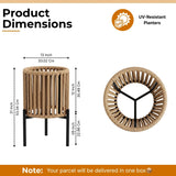 Outdoor Rope Planter with Metal Stand (Beige)