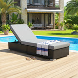 Outdoor All-Weather Rattan Wicker Lounger (Black & Grey)