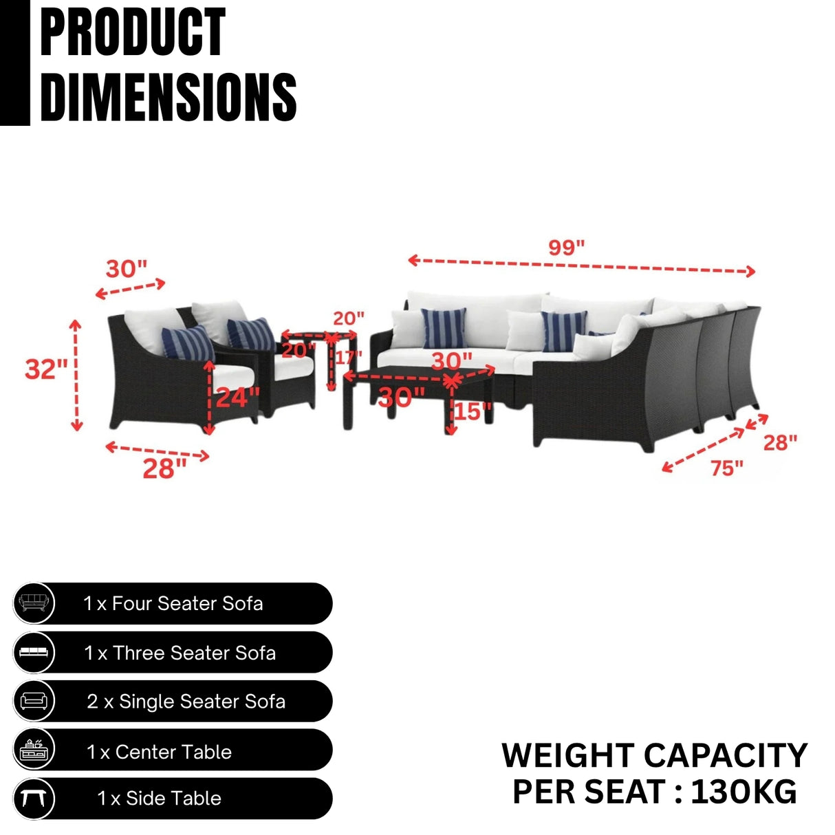 All Weather Outdoor Wicker Garden L-Shape Sectional Conversation Set