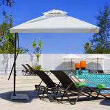 10ft Side Pole Square Shape Outdoor Umbrella With Marble Base (White)