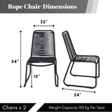 2-Piece Outdoor Rope Patio Dining Chairs