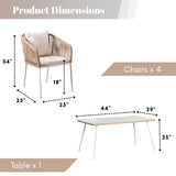 5-Piece Outdoor Patio Dining Set With Rattan Chairs & Glass-Top Table