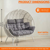Outdoor Rattan Wicker Double Seater Egg Chair (White & Grey)