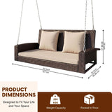 Dark Brown Rattan Wicker Two Seater Sofa Swing