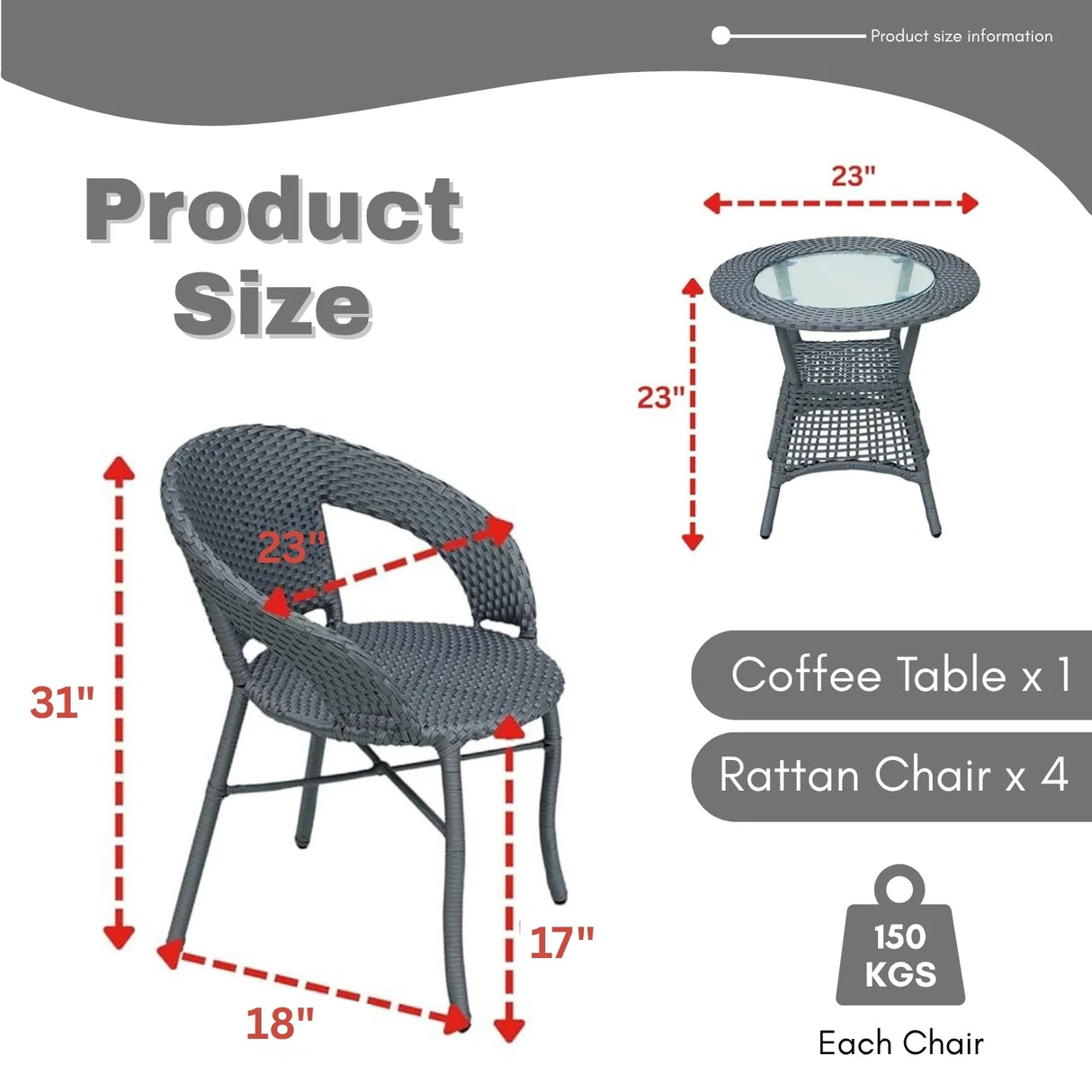 5-Piece Outdoor Rattan Wicker Patio Bistro Set