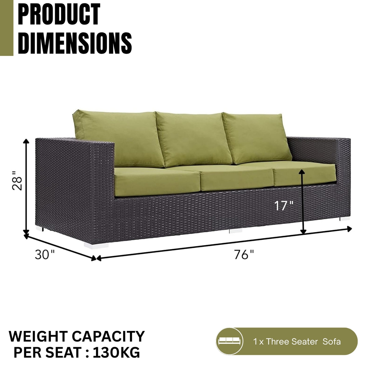 Outdoor All-Weather Wicker 3-Seater Sofa