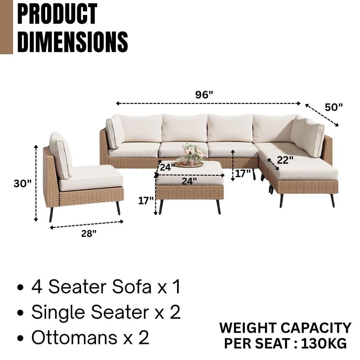 Outdoor Rattan Wicker 8-Seater Sofa Set