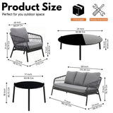 Outdoor 5 Seater Rope Conversation Sofa Set (Grey)
