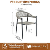 2-Piece Outdoor Rope Patio Dining Chairs