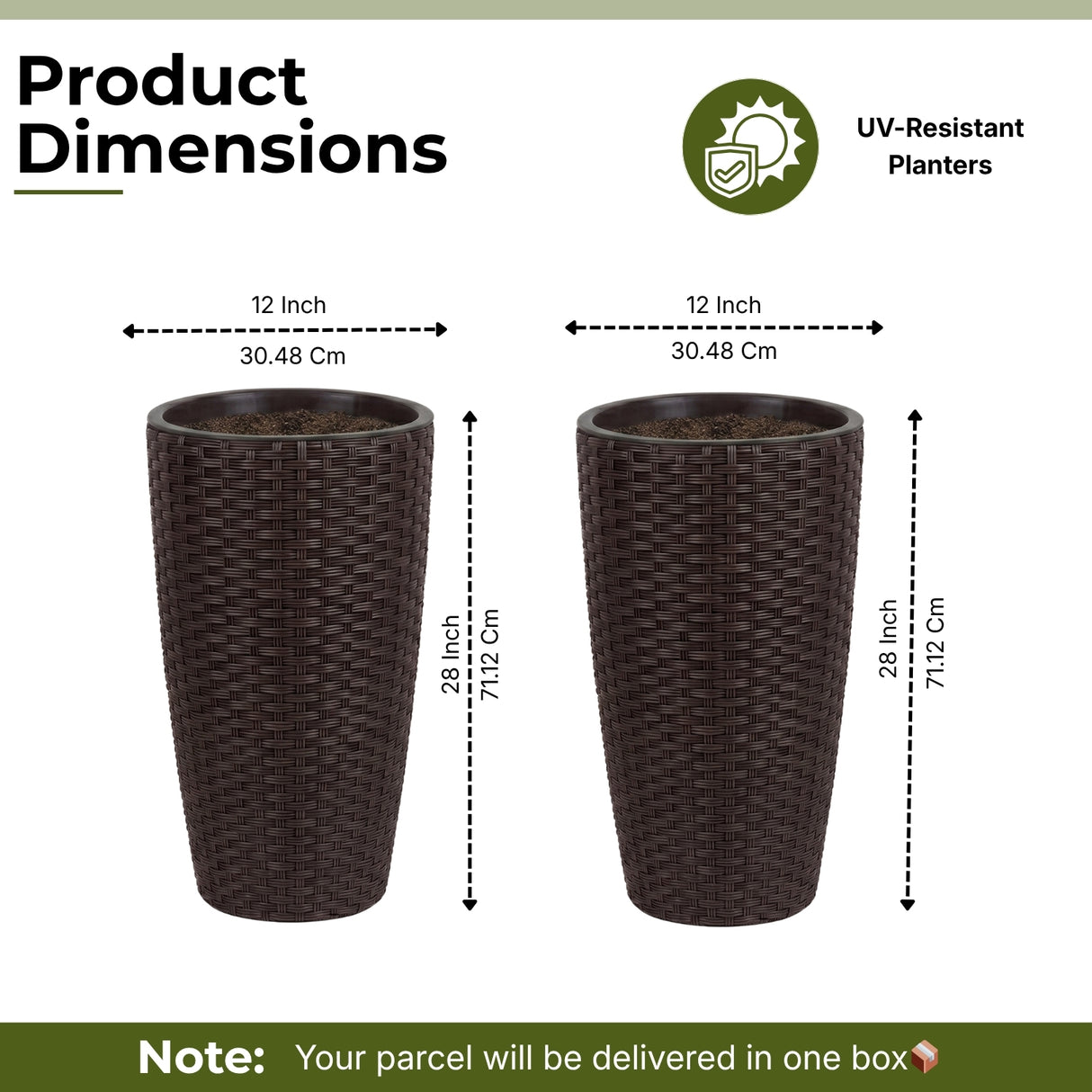 2-Piece Outdoor Wicker Planter Set (Dark Brown)