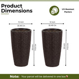 2-Piece Outdoor Wicker Planter Set (Dark Brown)