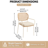 Outdoor Rope Dining Chair with Cushion (Beige & Cream)