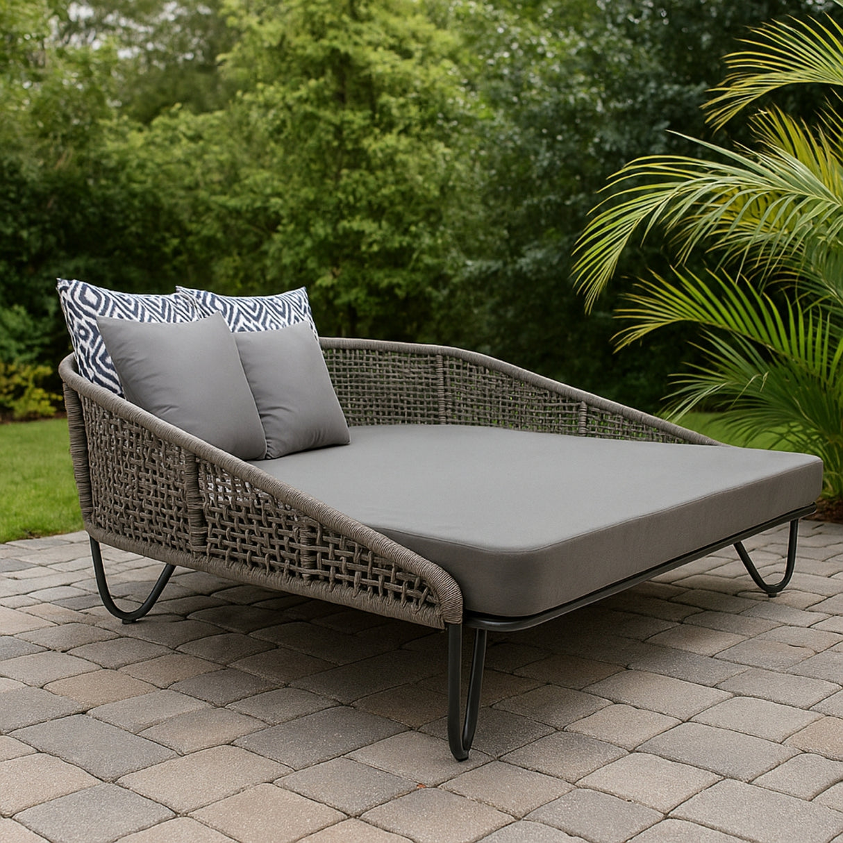 Outdoor Rope Patio Furniture Daybed (Grey)