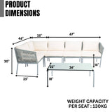 Outdoor Grey Rope L-Shape All Weather Sectional Sofa Set