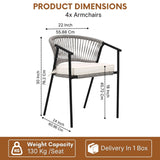 4-Piece Outdoor Rope Patio Dining Chairs