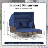 Luxury Outdoor Rattan Wicker Daybed with Canopy & Cushions