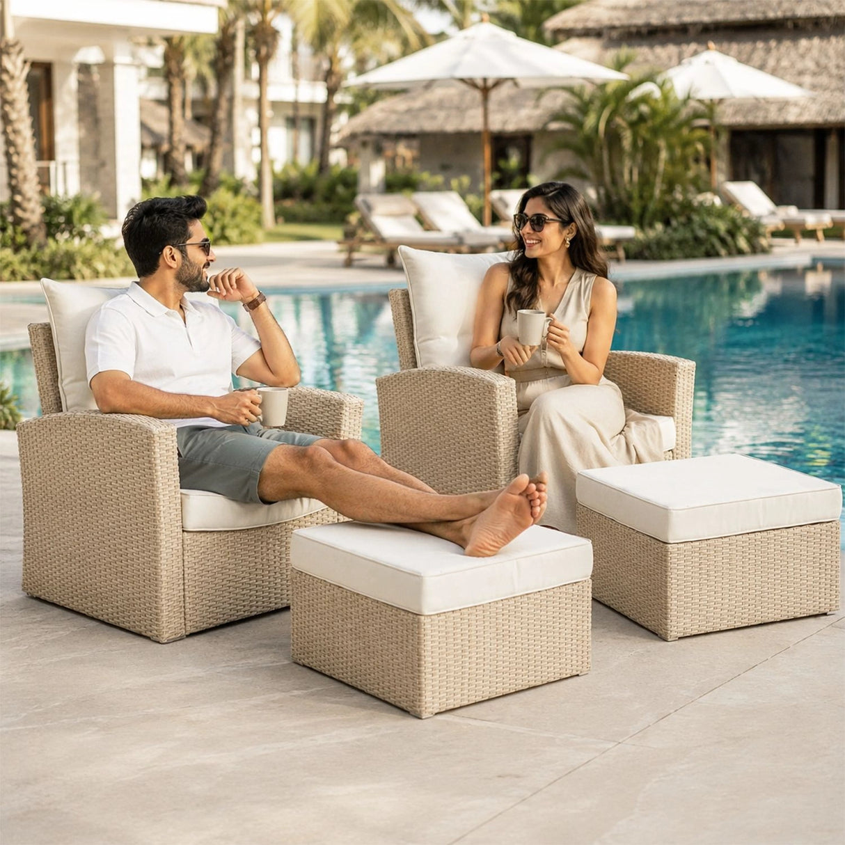 Outdoor Rattan Wicker 4-Piece Patio Sofa Set