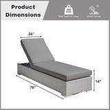 Outdoor All-Weather Rattan Wicker Lounger (Silver Grey & Grey)