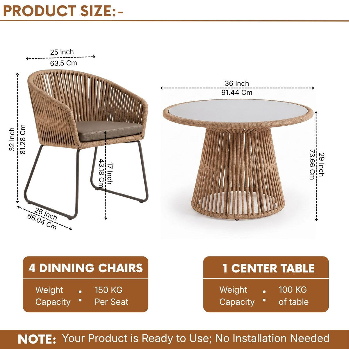 5-Piece Outdoor Patio Dining Set