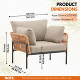 Outdoor Rope 2-Piece Single Seater Sofa (Beige & Cream)