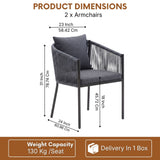 2-Piece Outdoor Rope Patio Dining Chairs