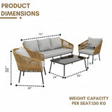 5-Seater Outdoor All-Weather Rope Sofa Set