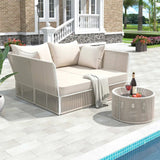Outdoor Rope 2 Seater Patio Daybed With Side Table