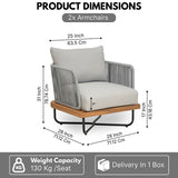 Premium All-Weather Outdoor Rope Sofa Chairs Set (Grey)