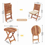 Acacia Wood Foldable Outdoor Bistro Set – 2 Chairs & Round Table